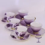 ست 6 عددی قهوه خوری گلدار بنفش