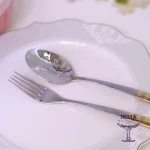 قاشق چنگال مدل فلورانس خط طلا برند ناب استیل