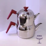 کتری قوری استیل دسته زرشکی برند کاراجا ترکیه